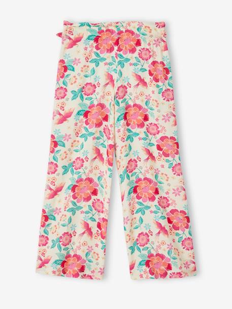 Pantalon large motifs fleurs fille écru+multicolore 8 - vertbaudet enfant 