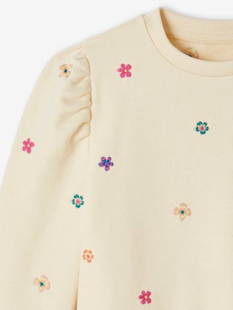 Sweat brodé fleurs fille écru 3 - vertbaudet enfant 