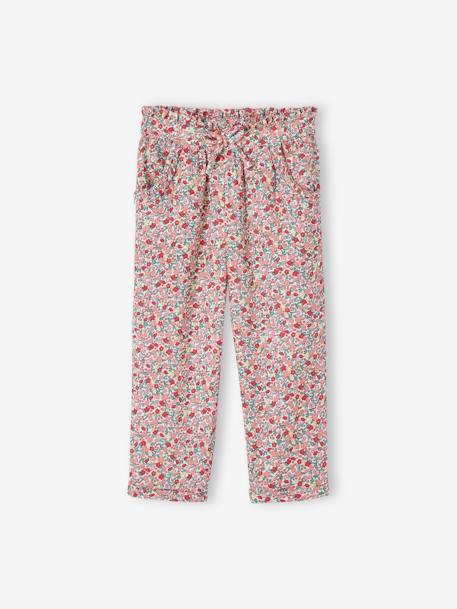 Pantacourt en gaze de coton fille blanc imprimé+bleu+blush 3 - vertbaudet enfant 