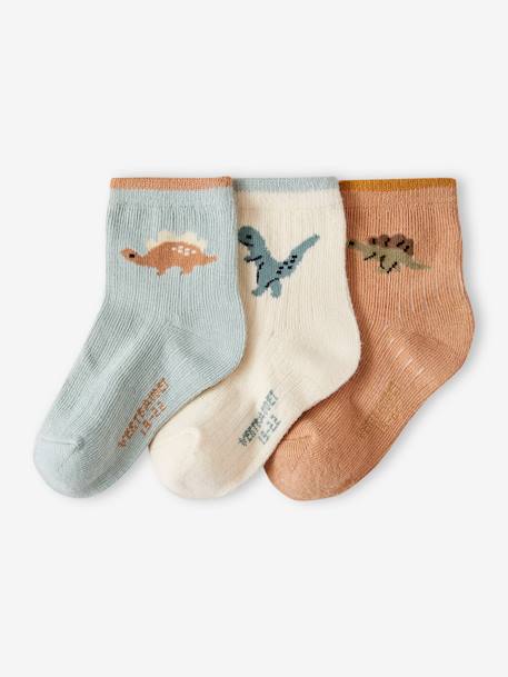 Lot de 3 paires de chaussettes dinos bébé garçon vert d'eau 1 - vertbaudet enfant 