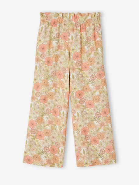Pantalon large motifs fleurs fille écru+multicolore 2 - vertbaudet enfant 