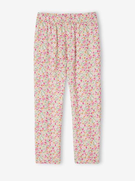 Pantalon fluide imprimé fleurs fille écru+rose+vert 5 - vertbaudet enfant 