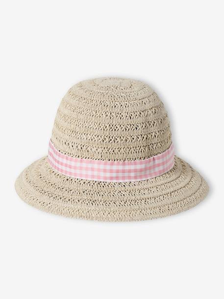 Bébé-Accessoires-Chapeau en paille de papier et ruban vichy bébé fille