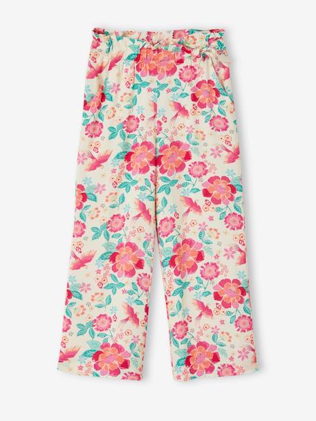 Pantalon large motifs fleurs fille écru+multicolore 7 - vertbaudet enfant 