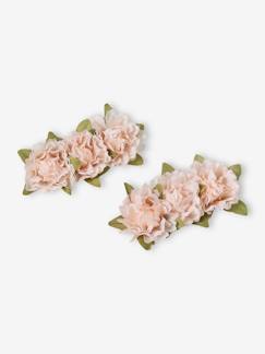 -Lot de 2 barrettes à fleurs en tissu