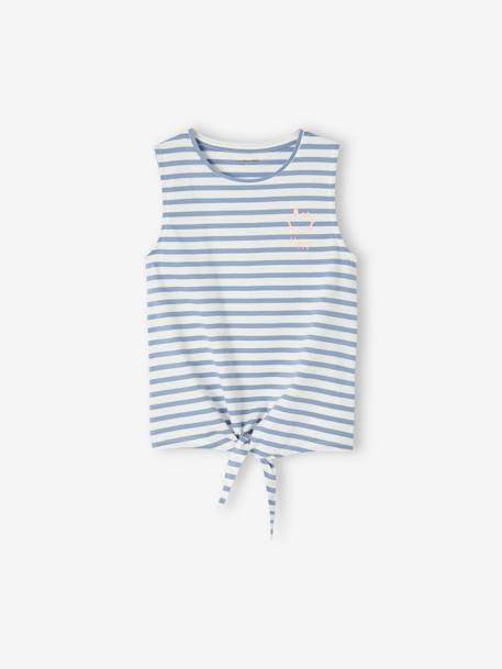 Débardeur imprimé à nouette fille bleu grisé+denim brut+écru 4 - vertbaudet enfant 