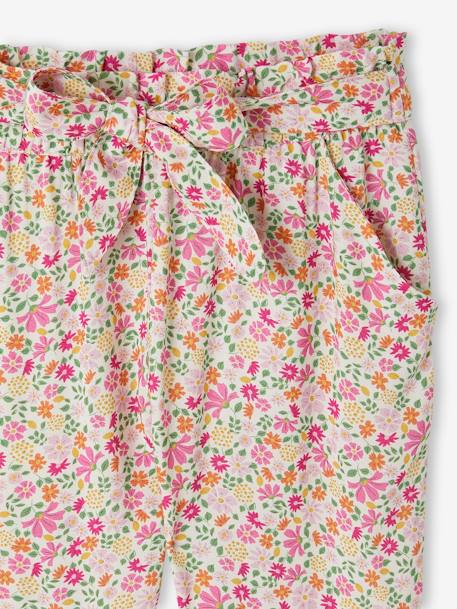 Pantalon fluide imprimé fleurs fille rose+vert 3 - vertbaudet enfant 