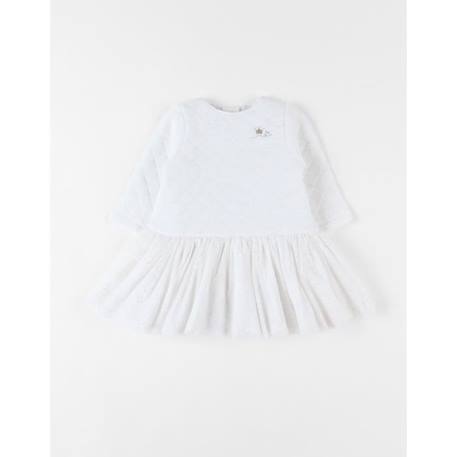 Robe bi-matière jersey et tulle pailleté doré BLANC 1 - vertbaudet enfant 