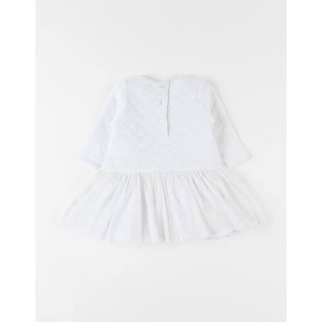 Robe bi-matière jersey et tulle pailleté doré BLANC 3 - vertbaudet enfant 