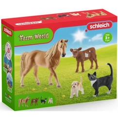 Jouet-Kit de base Farm world - Coffret de 5 Pièces avec Chiens et Chiots Mignons - Ensemble Chien avec Bulldog Français, Jack Russell,