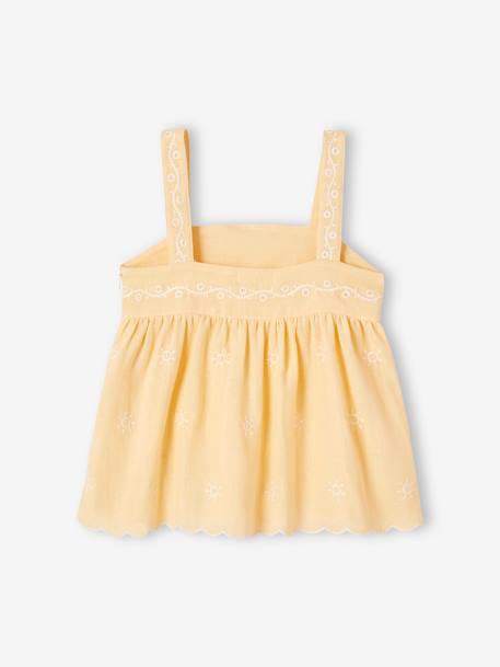 Blouse brodée en gaze de coton fille jaune pastel 2 - vertbaudet enfant 