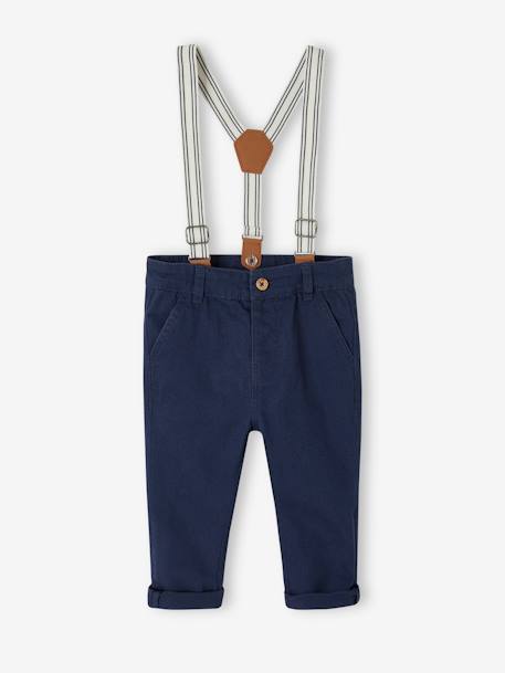 Pantalon à bretelles amovibles bébé marine 2 - vertbaudet enfant 