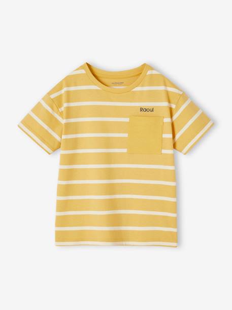 Tee-shirt rayé garçon personnalisable ocre+vert d'eau 4 - vertbaudet enfant 