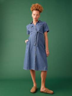 -Robe grossesse esprit saharienne en denim ENVIE DE FRAISE