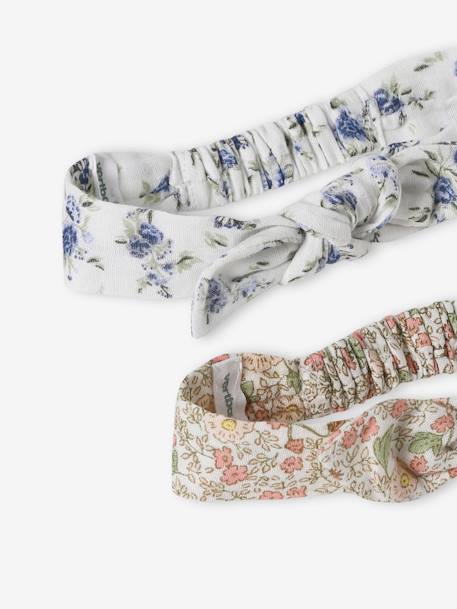 Lot de 2 headbands bébé fille fleuris effet noué écru+vanille 5 - vertbaudet enfant 