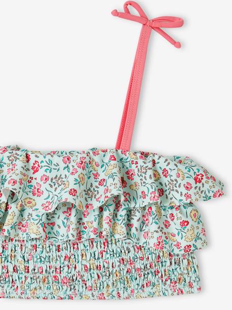 Maillot de bain 2 pièces fille imprimé fleurs vert d'eau 3 - vertbaudet enfant 