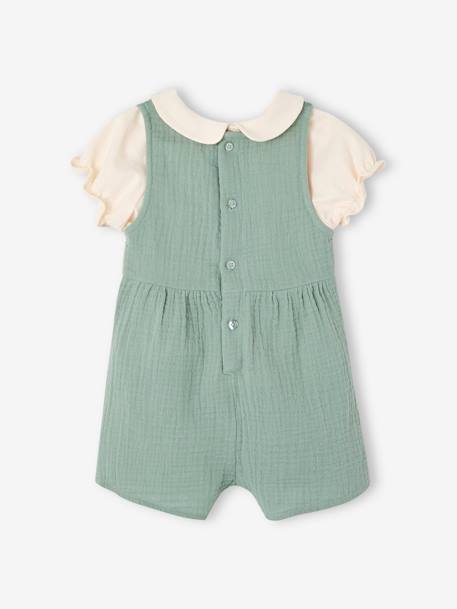 Ensemble 3 pièces bébé personnalisable vert sauge+vieux rose 6 - vertbaudet enfant 