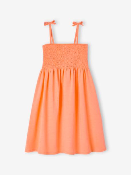 Robe smockée à bretelles fille mandarine+rose 1 - vertbaudet enfant 