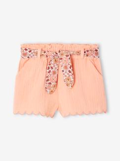 Short bébé en gaze de coton avec ceinture fleurie  - vertbaudet enfant