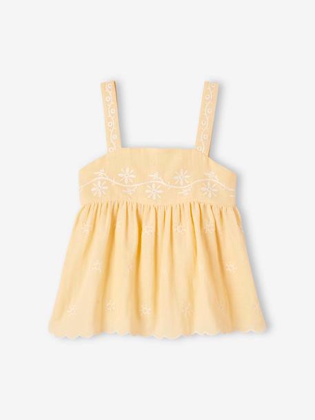 Blouse brodée en gaze de coton fille jaune pastel 1 - vertbaudet enfant 