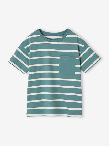 Tee-shirt rayé garçon personnalisable ocre+vert d'eau 7 - vertbaudet enfant 