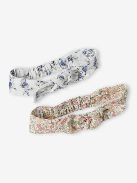 Lot de 2 headbands bébé fille fleuris effet noué écru+vanille 6 - vertbaudet enfant 