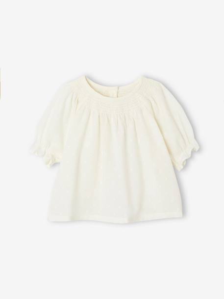 Ensemble blouse à plumetis, jupe et bandeau imprimés bébé écru 2 - vertbaudet enfant 