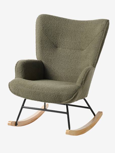 Fauteuil d'allaitement à bascule en tissu bouclette kaki 1 - vertbaudet enfant 