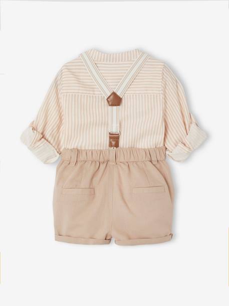 Ensemble cérémonie bébé : chemise + short + bretelles taupe 4 - vertbaudet enfant 