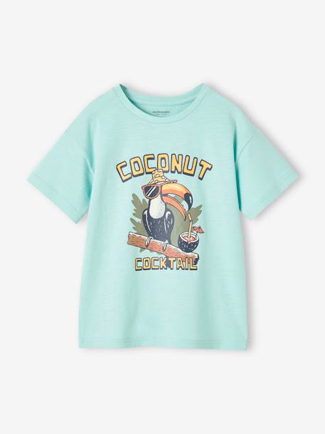 Tee-shirt motif animal ludique garçon blanc+bleu azur+turquoise 10 - vertbaudet enfant 