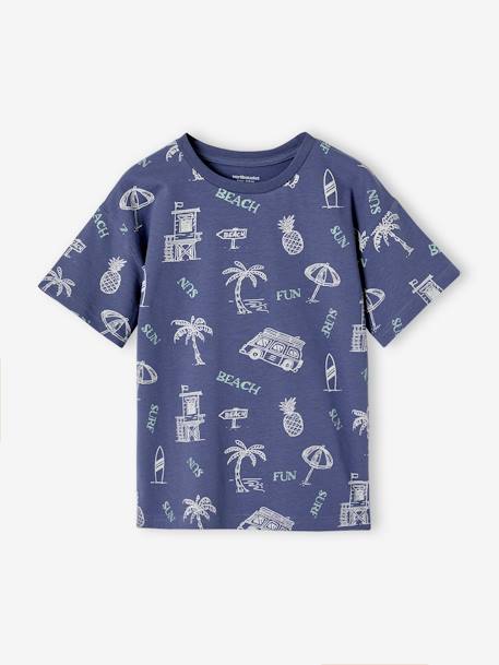 Tee-shirt motifs graphiques vacances garçon blanc imprimé+bleu ardoise 5 - vertbaudet enfant 