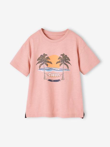 Tee-shirt 'chill' garçon vieux rose 2 - vertbaudet enfant 