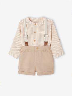 -Ensemble cérémonie bébé : chemise + short + bretelles