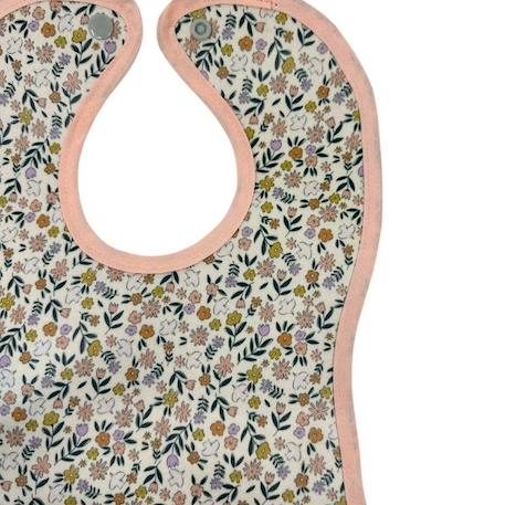 Bavoir Malin® 'Petites Fleurs' pour Bébés de 6 mois et Plus, Fabriqué en Coton Enduit PVC, Imperméable avec Poche Amovible ROSE 3 - vertbaudet enfant 