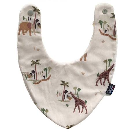 Bavoir bandana Jungle - 100% coton - 3 à 18 mois - Absorption maximale - Fermeture pression - Lavage à 40° BEIGE 1 - vertbaudet enfant 