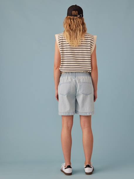 Short grossesse en jean effet paperbag ENVIE DE FRAISE denim bleached+stone 3 - vertbaudet enfant 