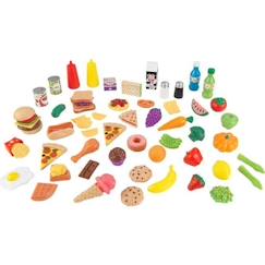 -KidKraft - 65 Pièces Ensemble de Jouets de Cuisine pour Enfants, Accessoire pour Dinette en plastique, Fruits légumes factices