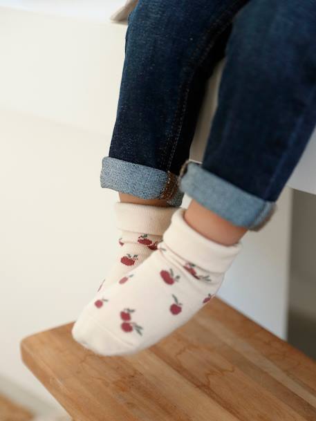 Lot de 3 paires de chaussettes 'cerises' bébé fille vieux rose 5 - vertbaudet enfant 