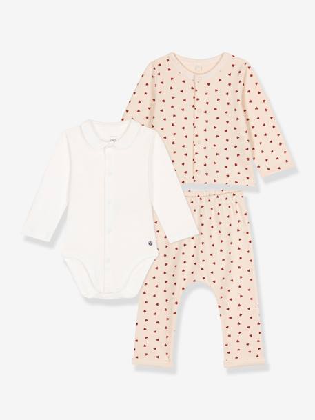 Ensemble 3 pièces en molleton léger bébé PETIT BATEAU beige imprimé 1 - vertbaudet enfant 