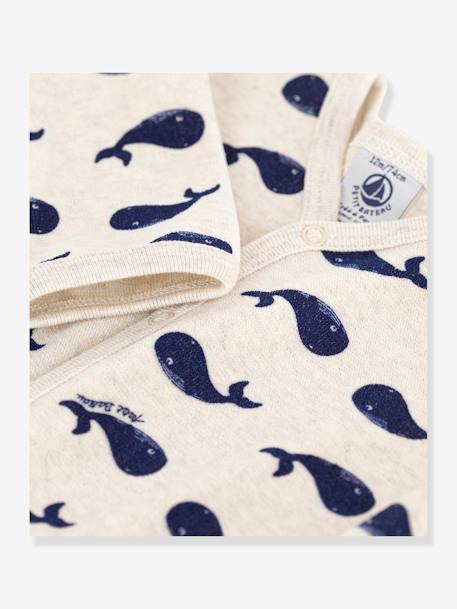 Pyjama bébé baleines marines en velours PETIT BATEAU beige chiné 3 - vertbaudet enfant 