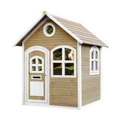 Jouet-Jeux de plein air-Maisonnette en bois FSC pour enfant - AXI - Julia - Marron & blanc - 151 x 137 x 175 cm