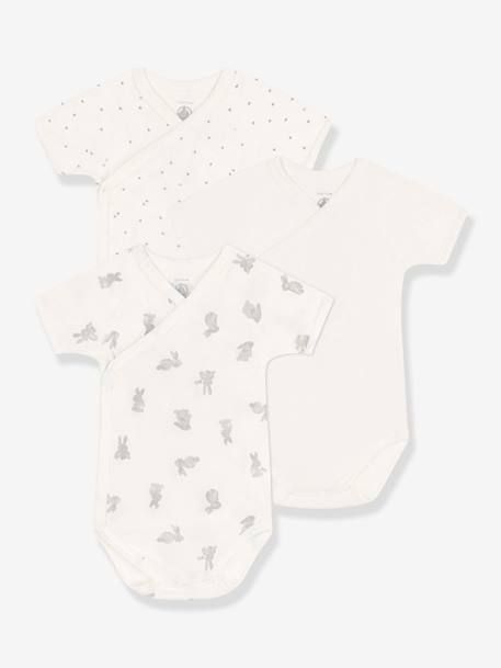 Lot de 3 bodies croisés manches courtes lapins bébé PETIT BATEAU blanc 1 - vertbaudet enfant 