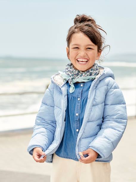 Doudoune légère à capuche fille bleu ciel+lichen+moutarde 5 - vertbaudet enfant 