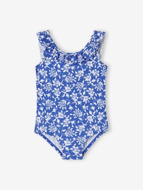 Maillot de bain 1 pièce fleuri bébé collection Team famille bleu imprimé 3 - vertbaudet enfant 