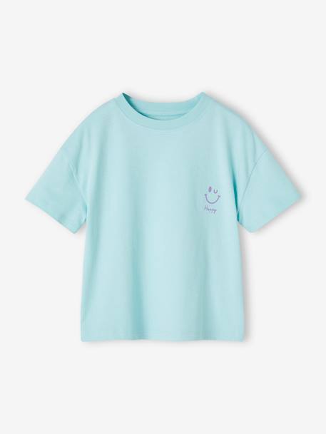 Tee-shirt uni Basics fille manches courtes rose bonbon+turquoise+vert amande 6 - vertbaudet enfant 