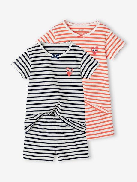 Lot de 2 pyjashorts rayés fille marine 1 - vertbaudet enfant 