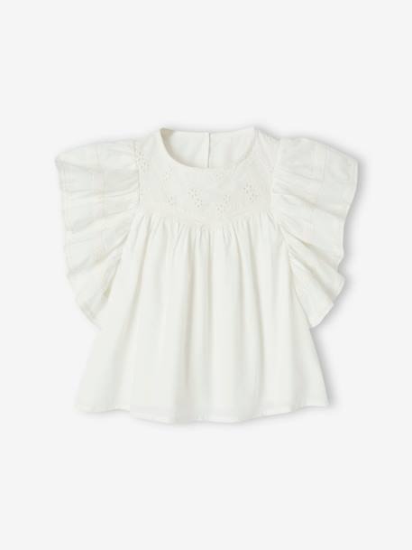 Blouse brodée à volants fille écru 2 - vertbaudet enfant 