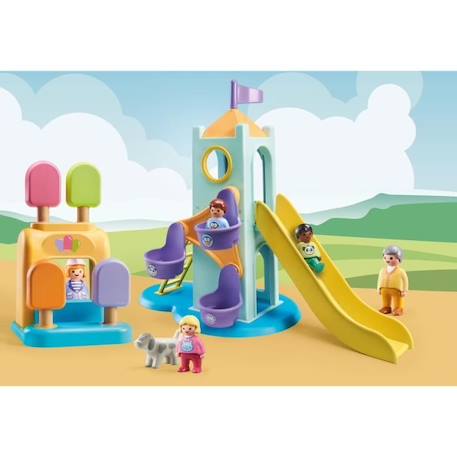 PLAYMOBIL 1.2.3 - 71326 - Aire de jeux avec toboggan géant pour les tout-petits 18-36 mois BLEU 2 - vertbaudet enfant 