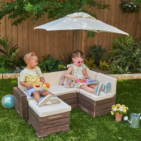 KidKraft - Ensemble Modulable d'Extérieur pour Enfant avec Parasol – Marron et Beige BEIGE 2 - vertbaudet enfant 