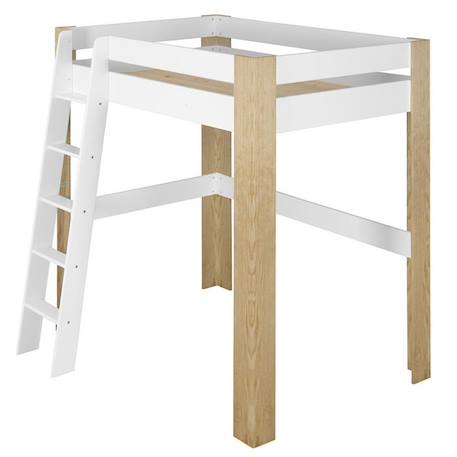 Lit mezzanine ALI enfant - AKITEN RETAIL - Blanc et Bois Naturel - 90x190 cm - Pin massif - A monter soi-même BLANC 2 - vertbaudet enfant 